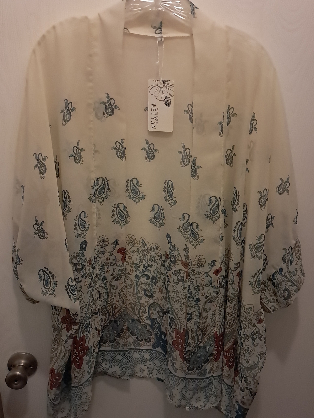 Cream Paisley & Floral Sheer Wrap